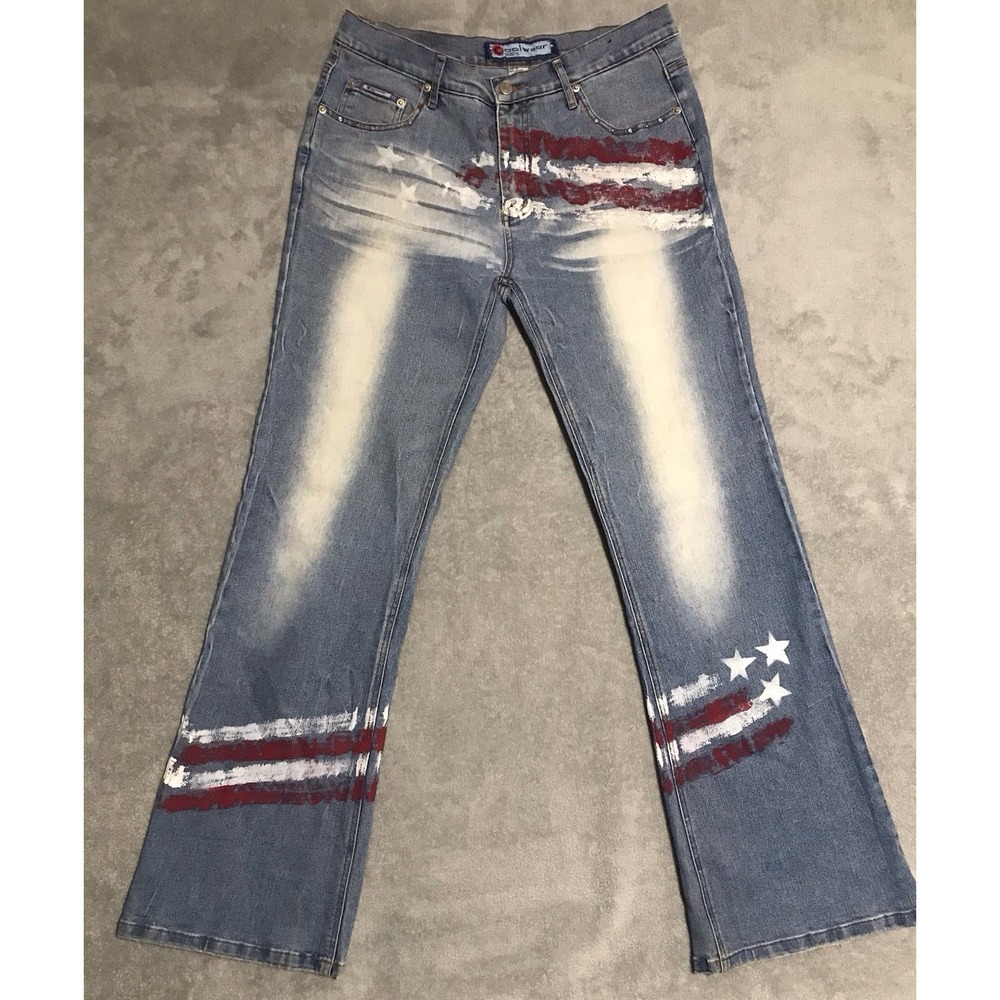 Cool Wear Jeans Juniors Size 13 Stars Stripes American Flare Leg